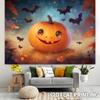 2D flat banner1pc 1 cute pumpkin Halloween cartoon bat-themed background cloth send a banner