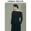 Женская футболка UR Urban Collection с открытыми плечами и складками
