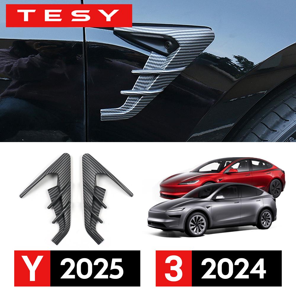 2pcs Side Camera Cover for Tesla New Model Y Juniper 2025 Launch Model 3 Highland 2024 HW4.0 Leaf Board Dash Cam Protective