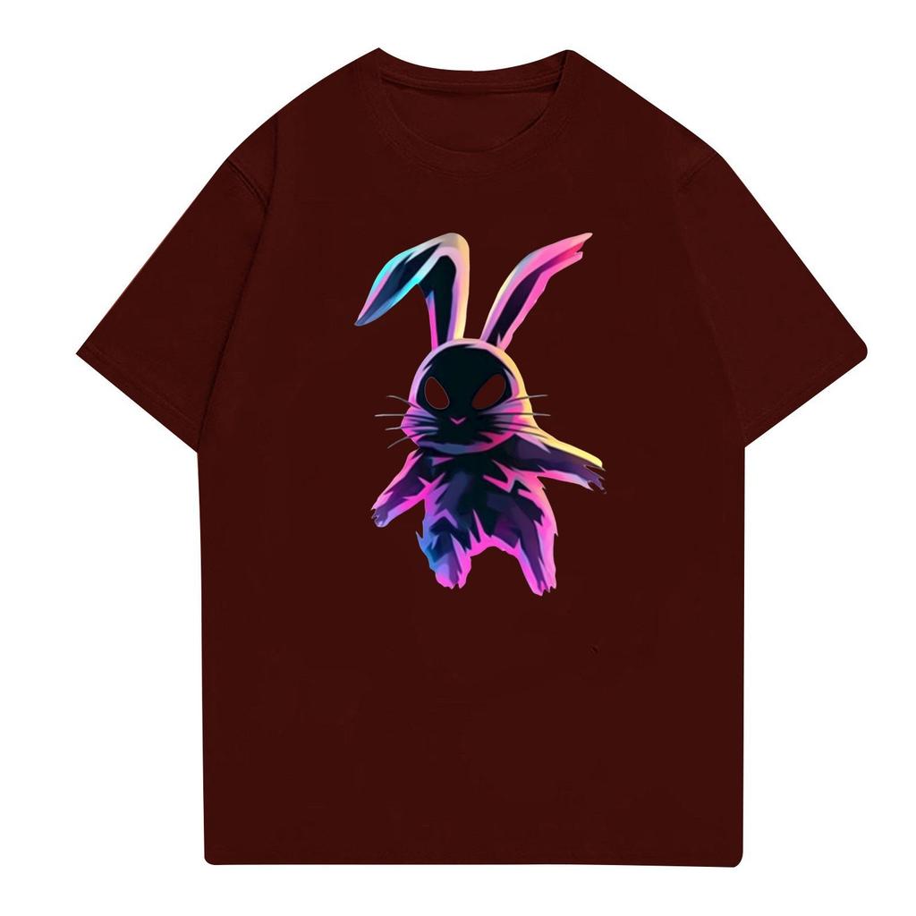 Easter - Men's Casual Baggy Bunny Print T-shirt Round Neck Pull-over Short-sleeved Top