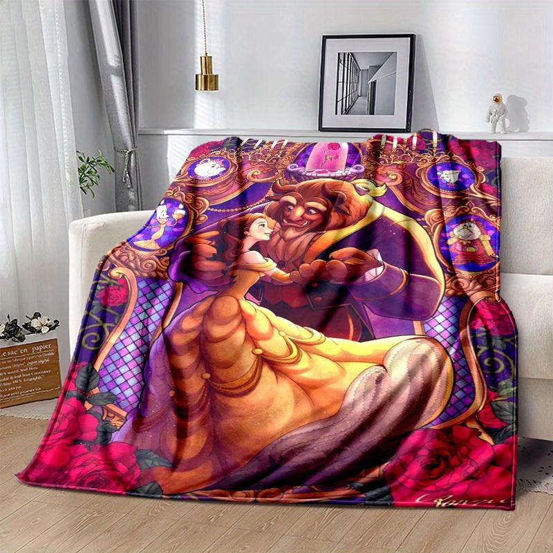 1pc. Beauty and the Beast Stained Glass Design Blanket, Home Decor, Office Throw, Outdoor Picnic Blanket, Gift for Fans