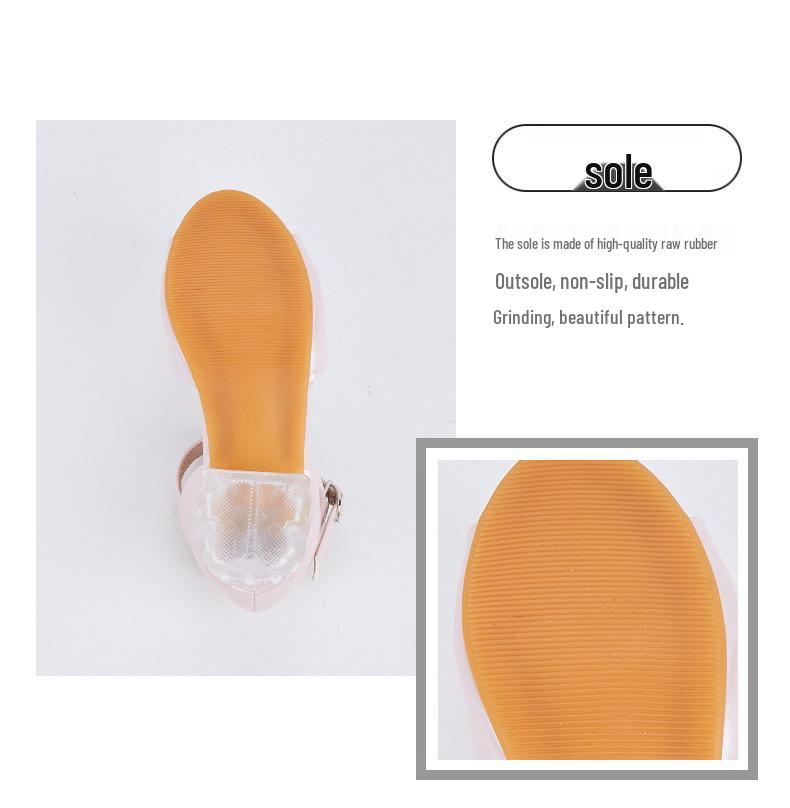 Стильные туфли-босоножки на высоком каблуке с камелиями для девочек 2025 - Туфли принцессы для ношения на улице