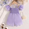 Модное цельное платье для девочек, Милое фиолетовое цельное платье для детей Лето