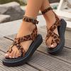 Flat Sandals Women's Summer New Thick Sole Women's Shoes Leopard Print Sandals