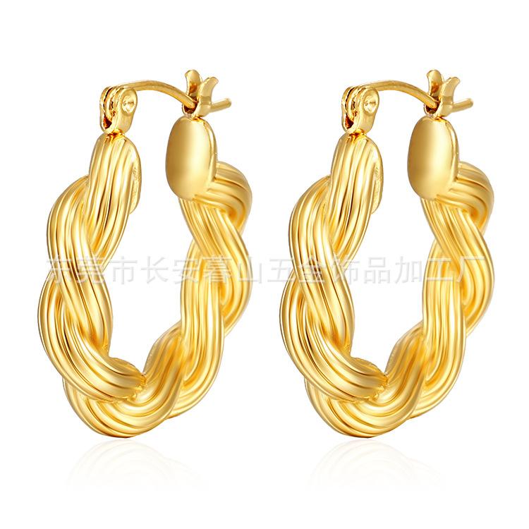 Серьги Twist Twist Line, Простые серьги в стиле легкой роскоши, Те же литые серьги 18-каратное золото в наличии