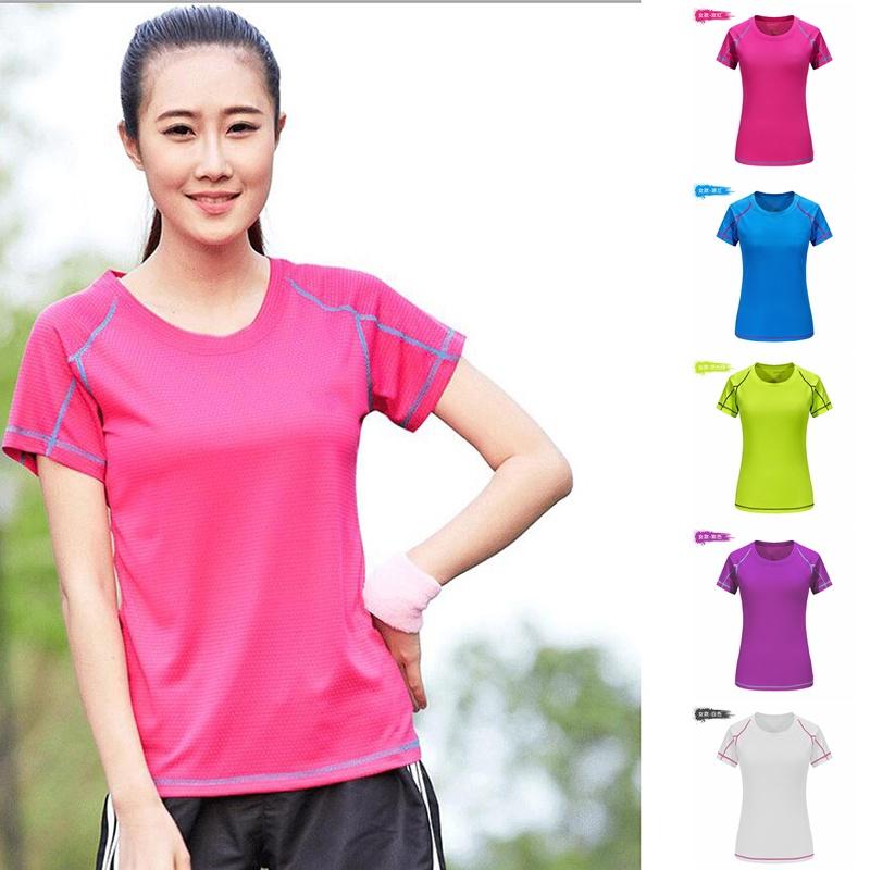 Women Quick Dry Short Sleeve Sports Running T Shirt Breathable Slim Tops Yoga T-shirts Tees Fitness Gym Workout Shirts
