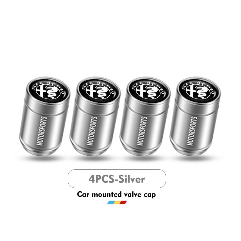 For Alfa Romeo 4PCS Car Air Tire Valve Caps Aluminum Wheel Tyre Stem Cover For Alfa Romeo Giulia 147 Mito 156 159 166 GT Stelvio