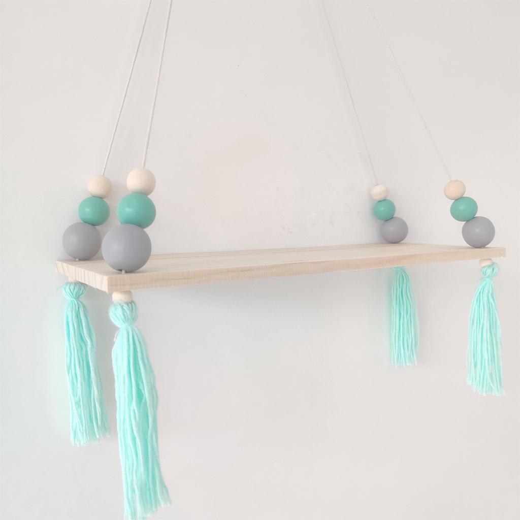 Полка для хранения в скандинавском стиле, деревянная доска, настенные украшения, подвеска с кисточками и бусинами для украшения детской комнаты, реквизит для фотосессии