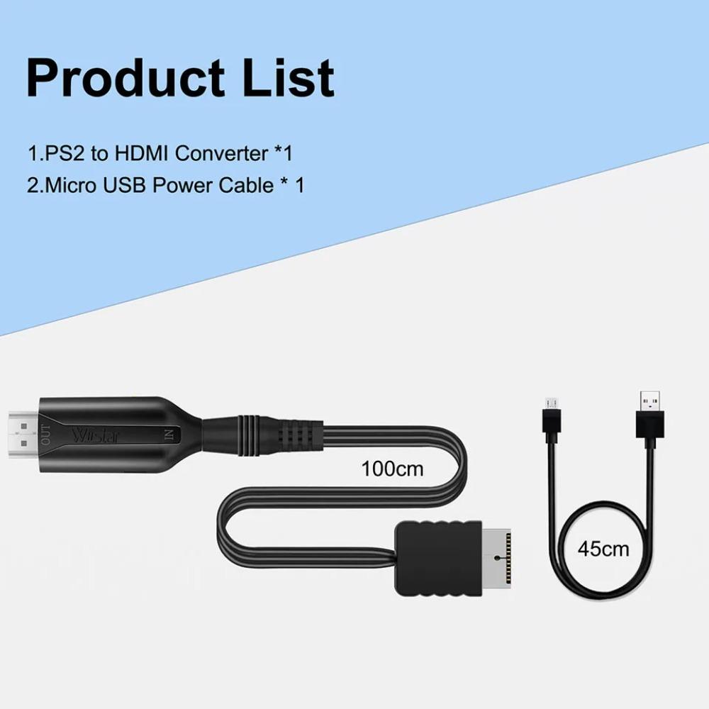 Адаптер PS2 на HDMI Аудио Видео Конвертер Адаптер Кабель 1M 480i/480p/576i для Sony PS2 на HDMI для Всех Режимов Отображения PS2