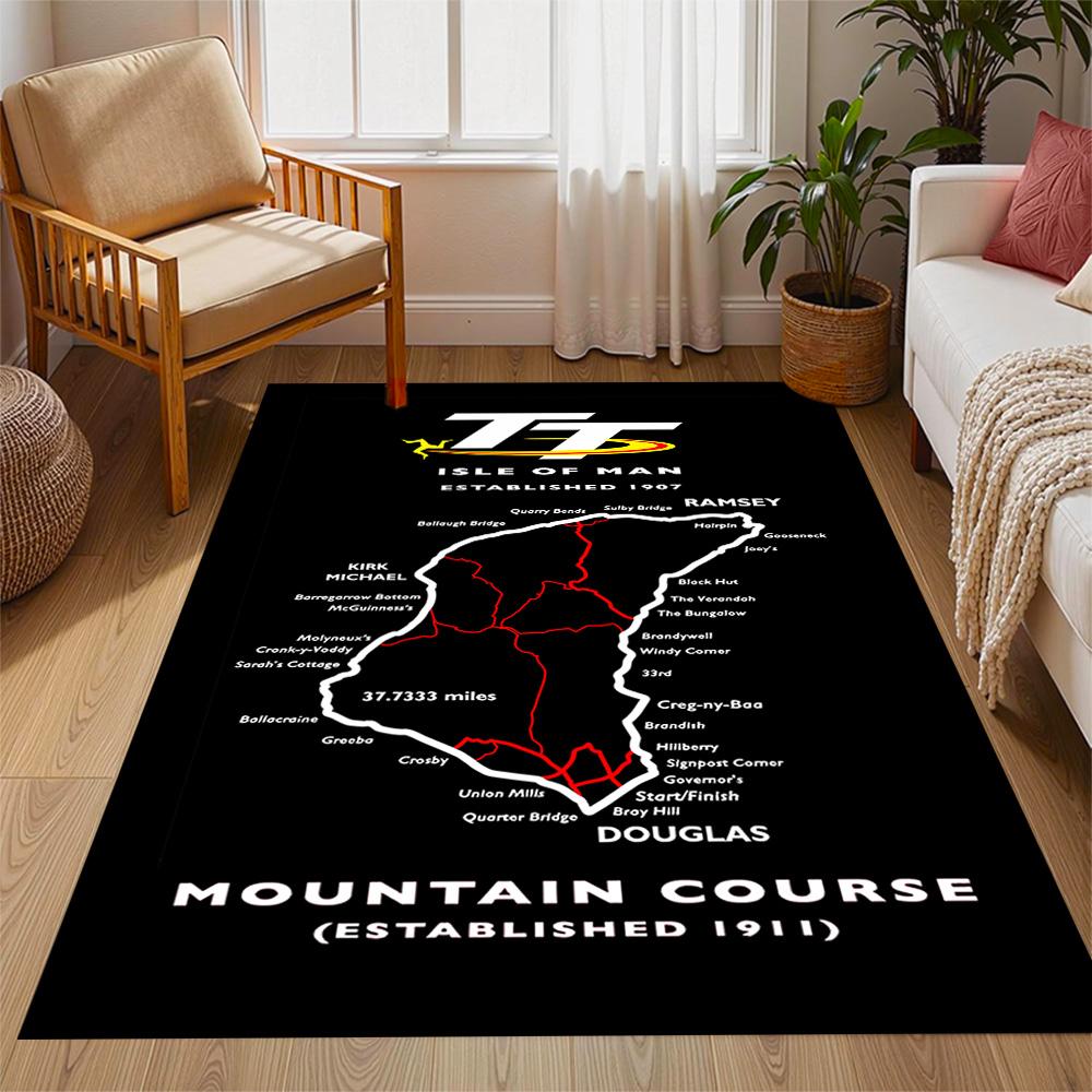 Isle Of Man Tt Race Themed Anti-Slip Rugs - Polyester Home Decor, Suitable for Bedrooms, Living Rooms, Doorways, Studios, and Decorations