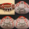 Simple Silver Retro Ethnic Style Anklet Female Beaded Red Rope Ankle Girl Accessories
