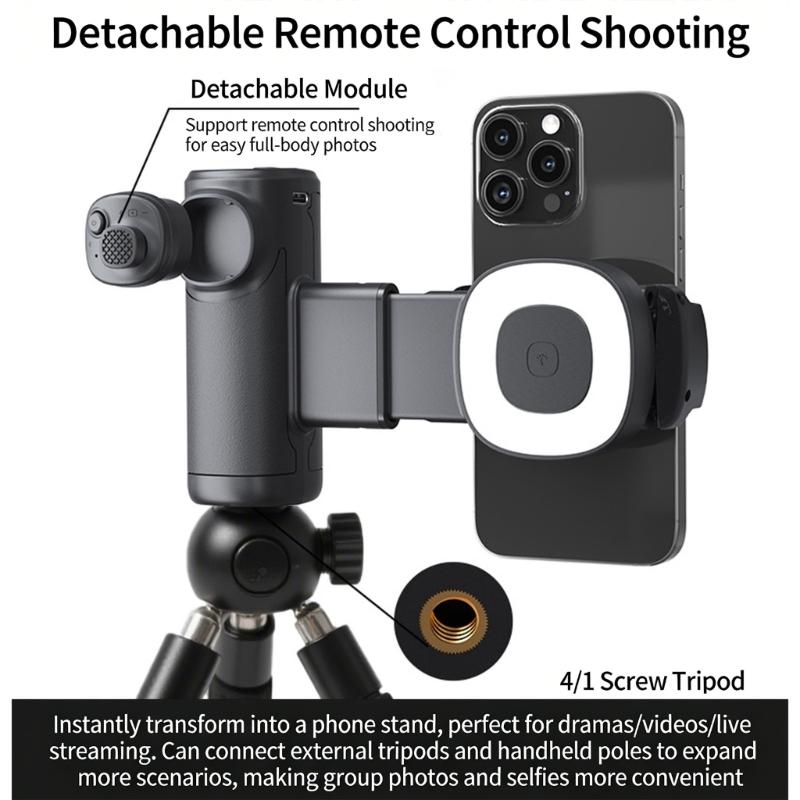 Беспроводная палка для селфи, штатив, помощник для фото с поворотным держателем для телефона и перезаряжаемой светодиодной подсветкой для простого использования