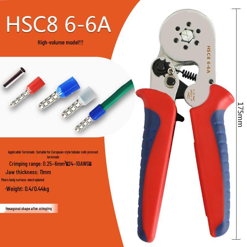 Hexagonal Mini Ratchet Crimping Pliers Set HSC8 6-6 for European Terminals