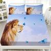 Wild Animal Lion 3D Print Fitted Sheet Set 100% Polyester Mattress Covers Breathable Bedding Set Bedroom Decor 2 Pillowcase