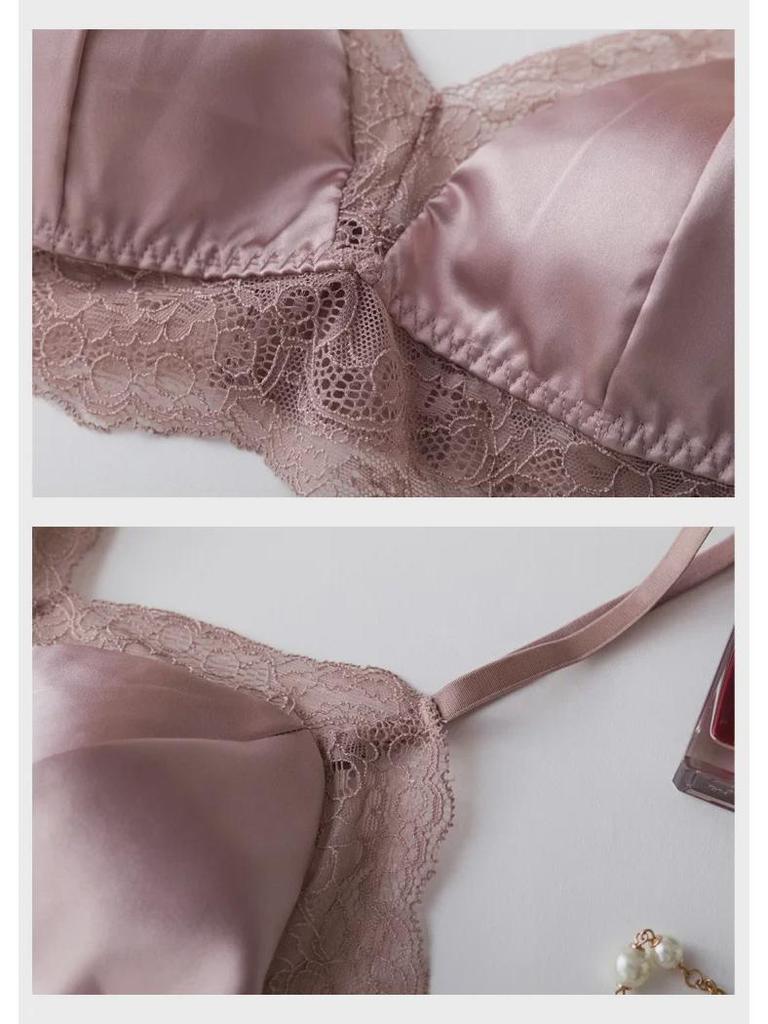 Бюстгальтер Tange French Mulberry Silk No-Wire Lace Bra - сексуальный, с тонкими подкладками, коллекция весна и лето