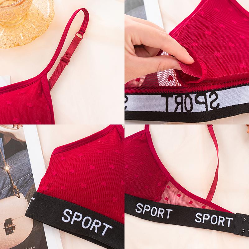 FINETOO Women's Lace Underwear Sports Bras Sexy Girls' Bra Detachable Breast Pads Bra 3/4 Cup Push Up Bra Triangle Cup Strap Underwear