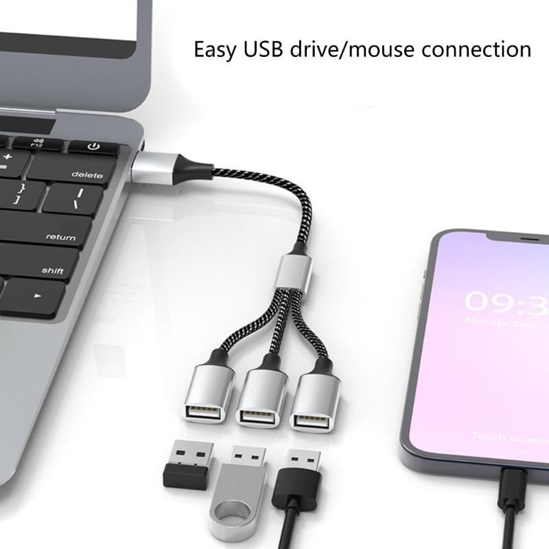 USB Splitter Cable,USB/Type C Male to 2/3 Female Extension Cord Connector,USB Port Hub Data&Charger Power Split Adapter