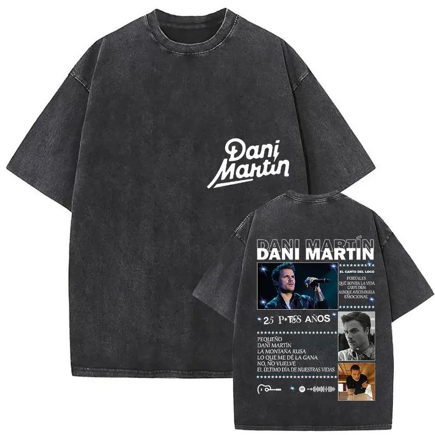 Vintage Washed Dani Martin Lo Que Me De La Gana Album Graphic TShirt Men Women Gothic Fashion Washed Vintage Loose soft