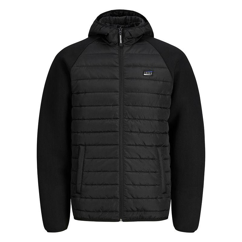 Мужской стеганый пуховик на молнии с капюшоном из двух материалов JACK & JONES