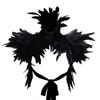 Gothic Style Fake Collar with Layered Feathers Lightweight Durable Fabric Feather Cape Black Shawl Versatile Accessory