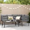 VidaXL Garden Sofa Set and Cushions Black Steel Textilene, Outdoor Furniture Set, Set of 3283747