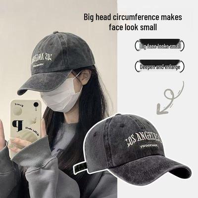 Винтажная бейсболка с широкими полями в американском стиле – Выстиранный дизайн, Вышивка, Ретро-тренд для мужчин и женщин с большим обхватом головы