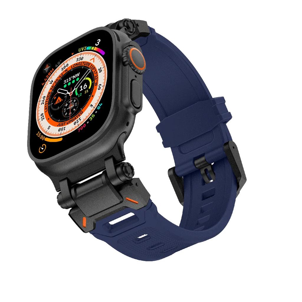 Мягкий ремешок для Apple Watch Ultra 2 Ремешок 49мм 45мм 44мм 42мм Металлический Соединитель из Нержавеющей Стали ТПУ Браслет Iwatch 9 8 7 6 SE 5 4