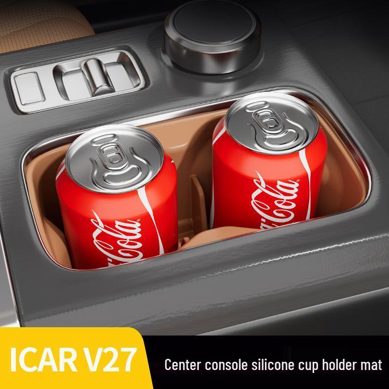 Chery ICAR V27 Cup Holder Silicone Anti-slip Mat for 26 Models - Interior Protective Cover.