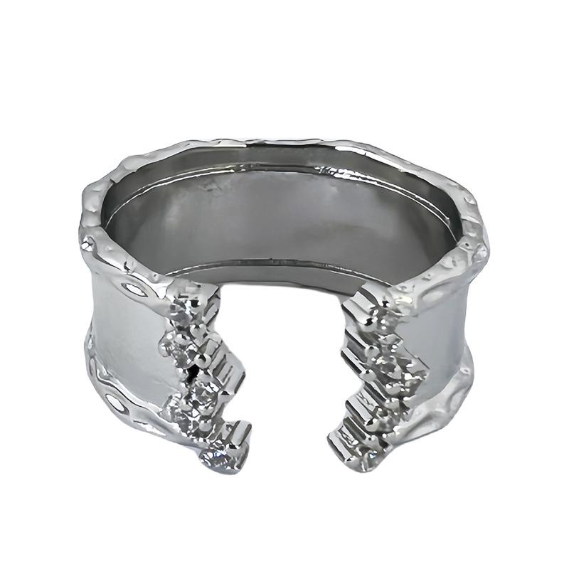 Неправильное простое кольцо, полностью усыпанное бриллиантами, кольцо с цирконом, женский нишевый дизайнерский смысл, жемчужная простая личность, кольцо на указательный палец, открытое кольцо.