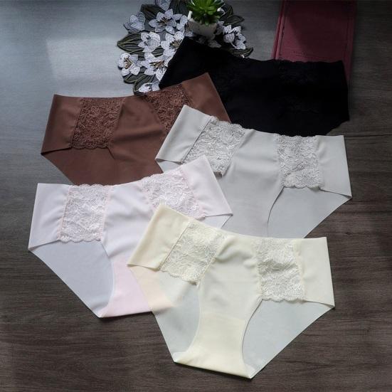 Women's Lace Underwear Seamless Low Waist Briefs Soft Stretchy No Show Bikini Panties Female Invisible Slip Underpants