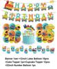 Cartoon Train Theme Birthday Party Decoration Number Balloons Cake Topper Transportation Vehicles Backdrop Banner Party Supplies