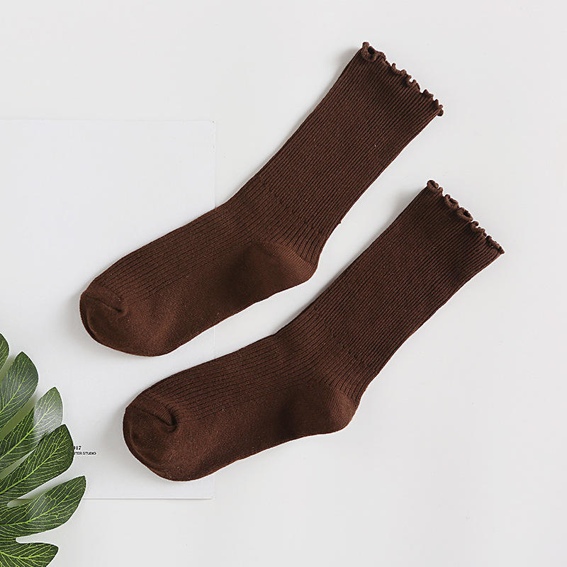 Японские Ретро Хлопковые Носки с Рюшами Женские Однотонные До Щиколотки Стиль Ботильонов Харадзюку Рождественский Подарок Подруге Розовый Желтый Милые