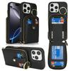 For iPhone 16 Pro Case with Zipper Pouch/Ring Kickstand/Strap Litchi Texture PU + TPU Phone Cover