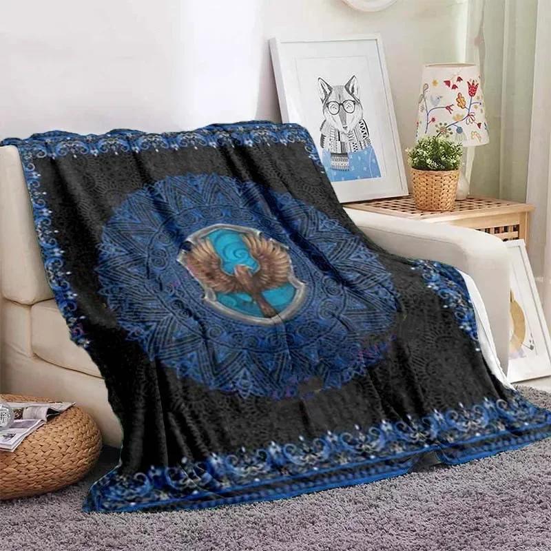 Owl Celtic Viking Blanket Tree of Life Wiccan Flannel Blanket Soft Warm Blanket Couch Bed Chair Decor for Family Camping Gifts