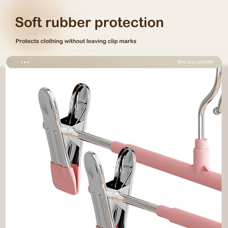 Windproof Metal Hanger For Clothes Home Pants Coat Non-Slip Drying Hangers With Adjustable Clips Closets Storage Organizer