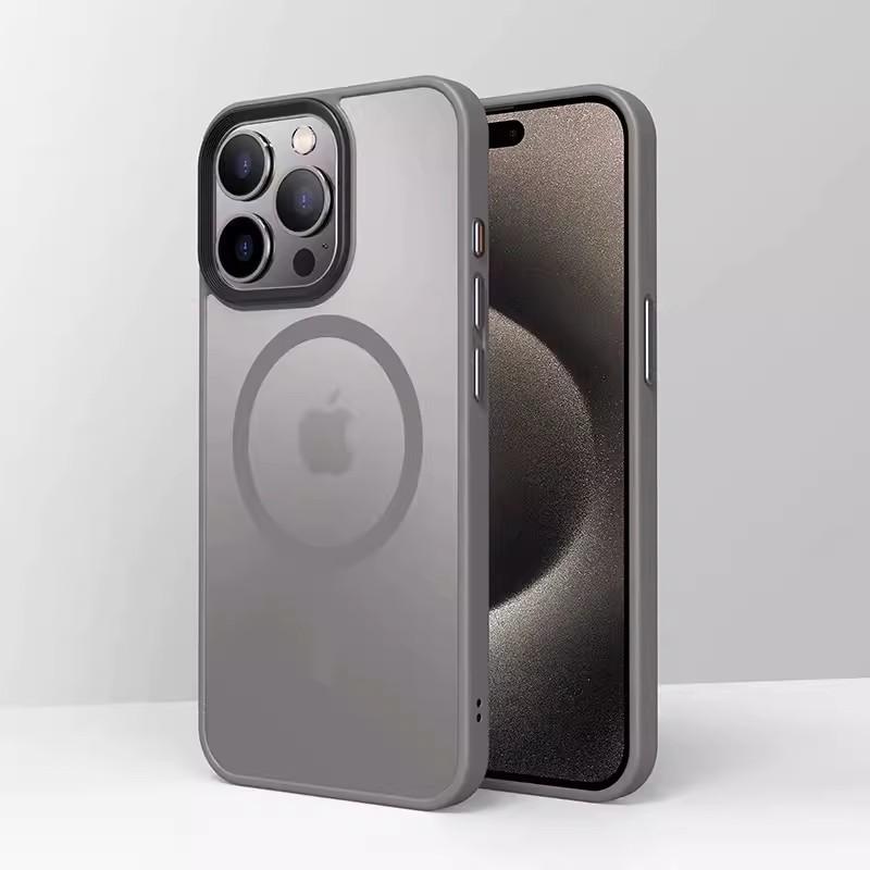 Apple 16 Чехол для мобильного телефона с сенсорной кожей Магнитный Титаново-серый IPhone 15 Противоударный Подходит для 14proMax Матовый защитный чехол