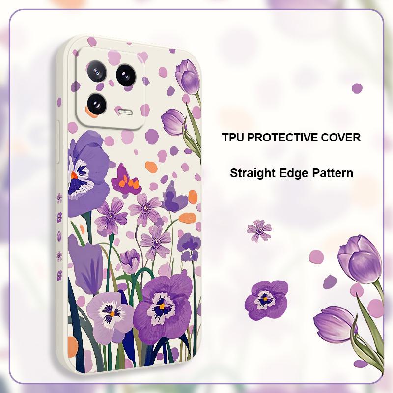 Purple Charm Tulip Phone Case For Xiaomi Mi 15 14 14T 13 13T 12 12X 12T 12S 11 11T 10 10T 9 9T Pro Lite Liquid Silicone Cover