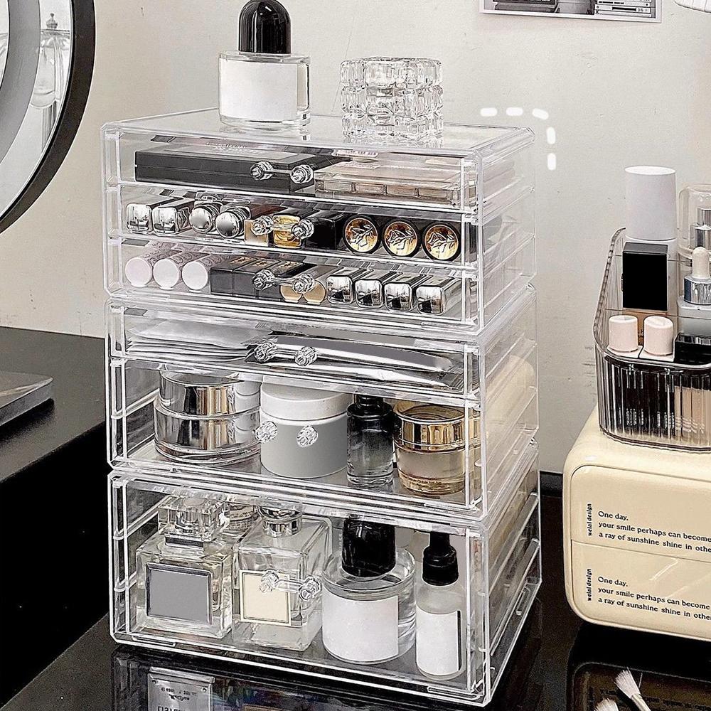 Large Capacity Drawer Storage Box Plastic Cosmetic Storage Box for Makeup Jewelries Gadgets