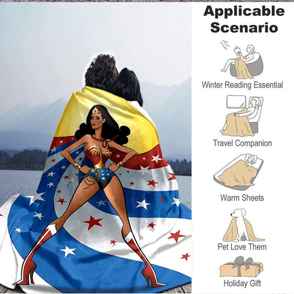 1 шт. Фланелевое одеяло Wonder Woman Мягкое, теплое и уютное для дивана, кровати, офиса и путешествий Универсальное всесезонное Подарок, Рождественский подарок