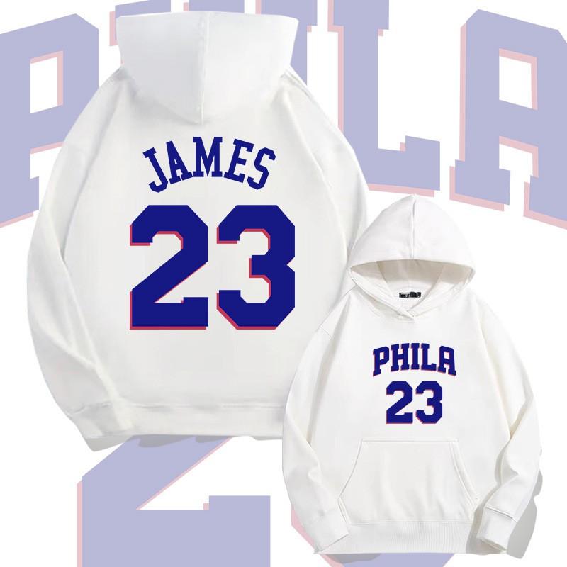 Mens Philadelphia 76ers Hooded Sweatshirt Loose Fit Long Sleeve Streetwear Fall Youth Casual Sportswear