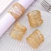 4pcs Metallic Wire Mesh Napkin Table Decor Rings Gold Napkin Holder Wedding Decoration Napkin Buckle Holder for Party Dinner