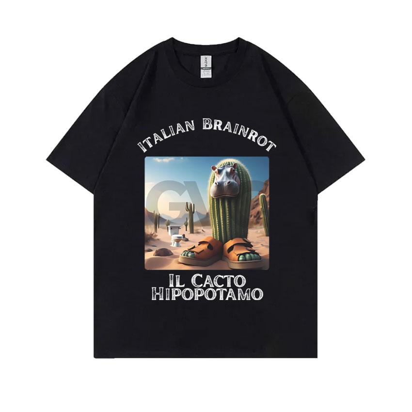Hot Sale Italian Brainrot Funny Meme T Shirt Tralalero Tralala Tung Tung Tung Sahur Brr Brr Patapim Bombardiro Crocodilo T-shirt