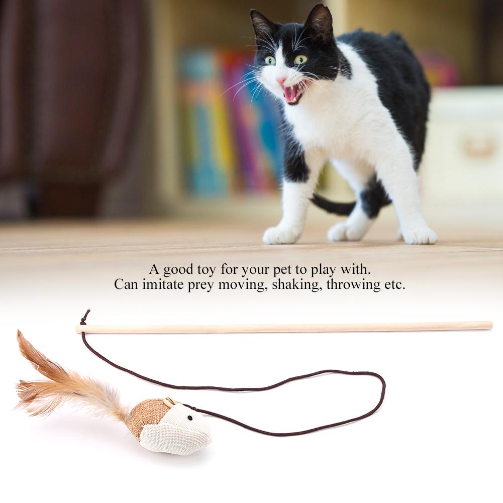 Pet Cat Toy Linen Rat Bird Cat Interactive Catcher Wand Toy (Rat)