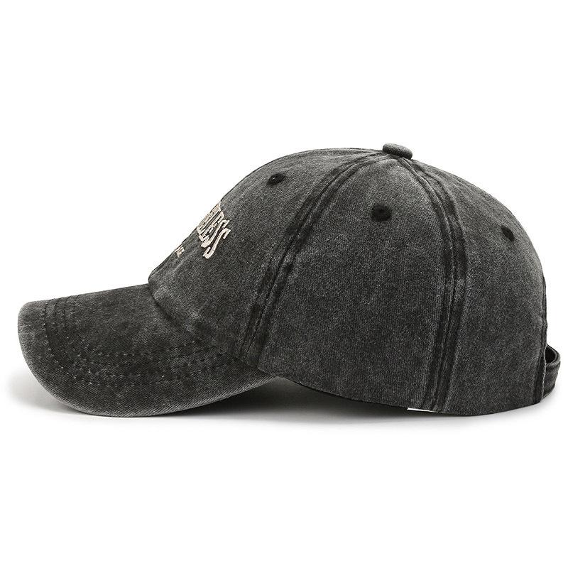 Hat embroidery letters retro old sunshade baseball cap women wide brim show face small soft top cowboy cap men
