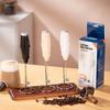 Compact Electric Milk Frother with Stand - Battery-Powered Coffee and Egg Beater