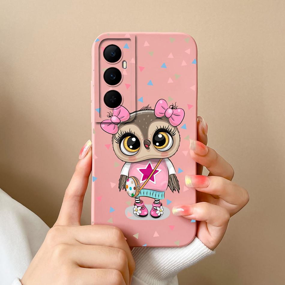 For Realme C65 4G Phone Case Butterfly Cat Ultra Thin Liquid Silicone Camera Protection Back Cover For Realme C 65 Funda Carcasa