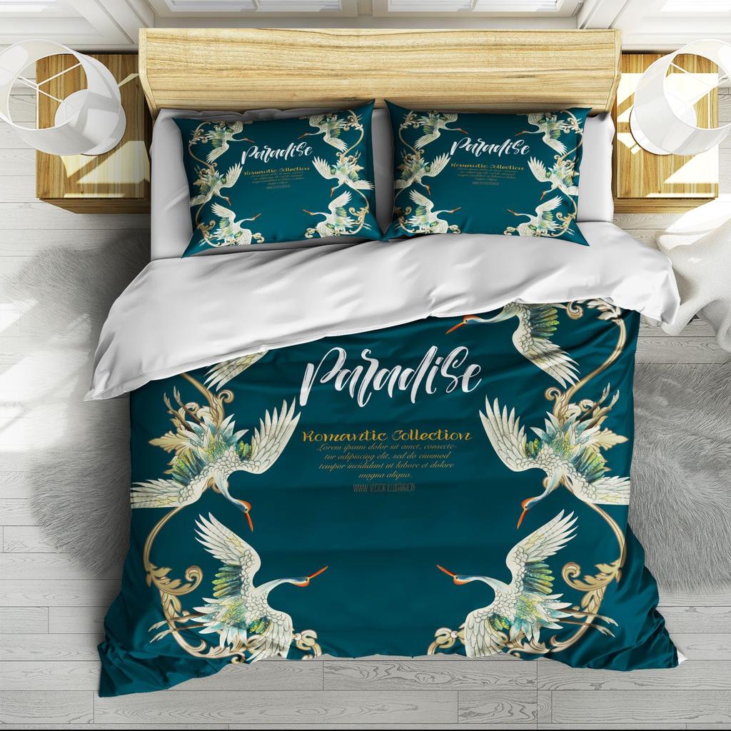 Digital Printing Three-Piece Set Retro Pattern Quilt Cover Sheets Can Be Determined
