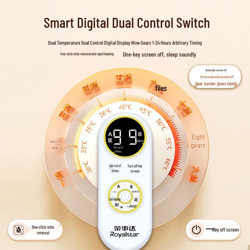 Royalstar Skin-Friendly Dual Control Electric Blanket CN plug (adapter included)