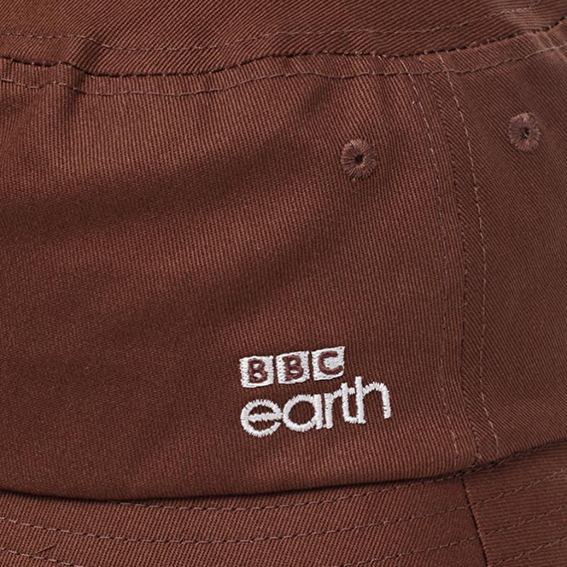 Bbc Earth Animal Embroidery Cotton Bucket Hat  Brown 