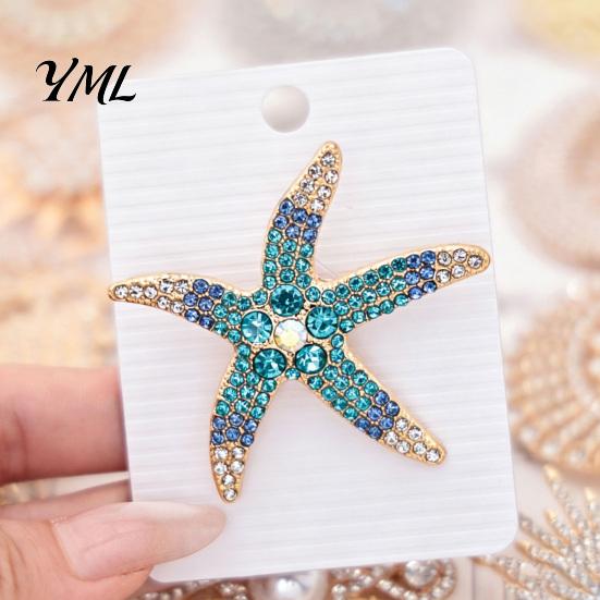 Starfish Brooch Pins Vintage Rhinestone Brooch, Ocean Metal Lapel Pin, Marine Life Clothing Accessories Sea Animal Jewelry for Suit Dress Coat